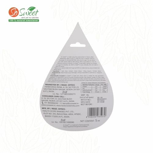 So Sweet Stevia Liquid, Sugar-Free, Natural Zero-Calorie Sweetener, 300 Drops, Pack of 3, Ideal for Weight Loss, Diabetic & Keto Friendly, Convenient for Beverages & Baking - Image 3