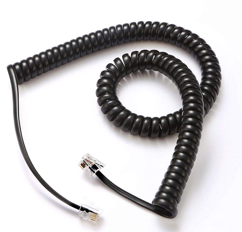 Comtrue Telephone Cord, Landline Phone Cord,Handset Cord, Black, 2 Pack, Universally Compatible - Image 1