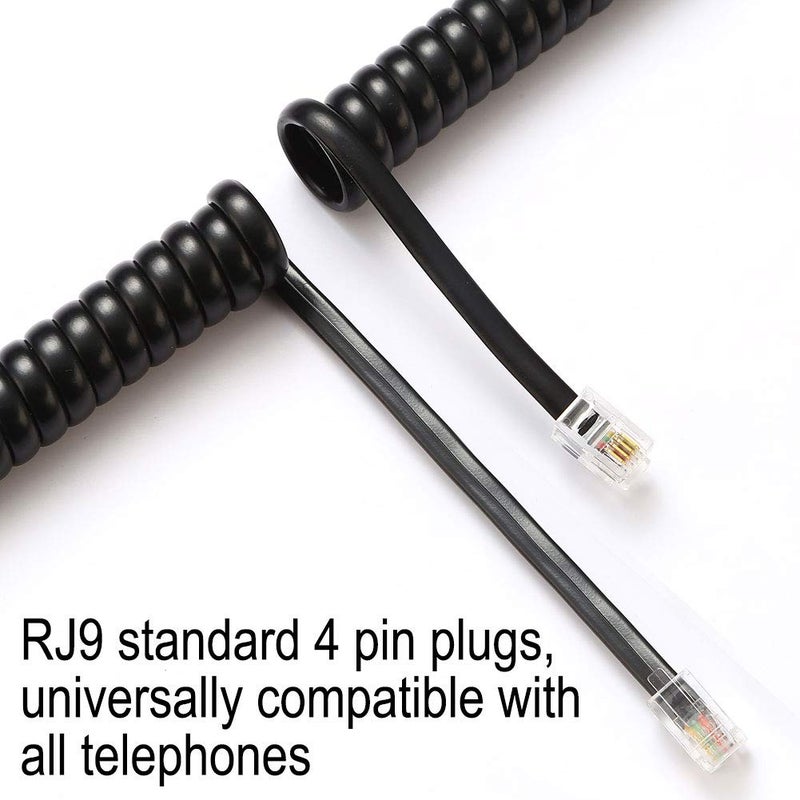 Comtrue Telephone Cord, Landline Phone Cord,Handset Cord, Black, 2 Pack, Universally Compatible - Image 2