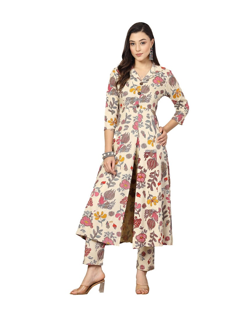 Stylum Women Floral Printed Rayon Kurta Pant Set - Image 1