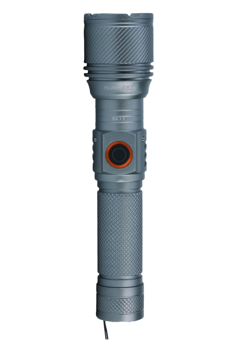 SONASHI Rechargeable LED Torch with Zoom Function | 5000mAh Battery with Type-C Charging | 800 Meters Long Coverage | Hyper Bright 15-Watt Laser LED with 1.5 Hours Continuous Working | LED Flashlight for Camping & Hiking | SLT-3711Z Silver (Pack of 2)  - Image 2