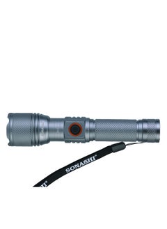 SONASHI Rechargeable LED Torch with Zoom Function | 5000mAh Battery with Type-C Charging | 800 Meters Long Coverage | Hyper Bright 15-Watt Laser LED with 1.5 Hours Continuous Working | LED Flashlight for Camping & Hiking | SLT-3711Z Silver (Pack of 2)  - Image 3