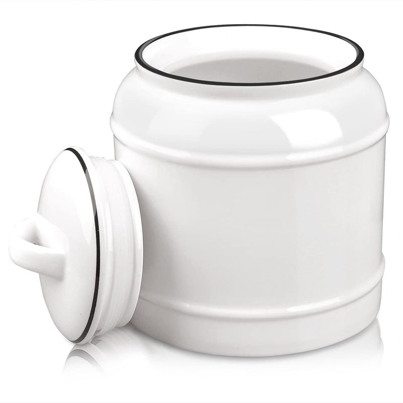 COCOYA 9cup/72oz Ceramic Jar for Dry Food Storage Containers, Airtight Cookie Jar with Lids, Porcelain Ceramic Canister for Kitchen Countertop Pantry Farmhouse Store Flour Sugar Bean Candy (White) - Image 1