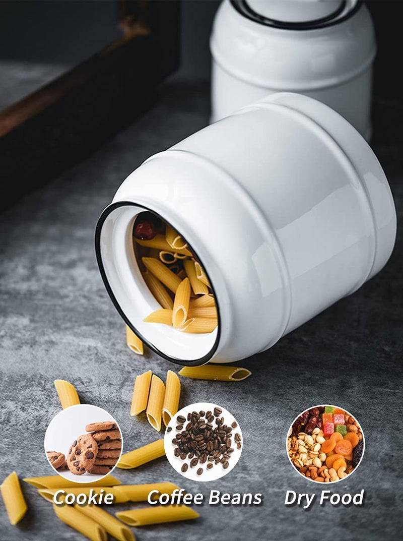 COCOYA 9cup/72oz Ceramic Jar for Dry Food Storage Containers, Airtight Cookie Jar with Lids, Porcelain Ceramic Canister for Kitchen Countertop Pantry Farmhouse Store Flour Sugar Bean Candy (White) - Image 3