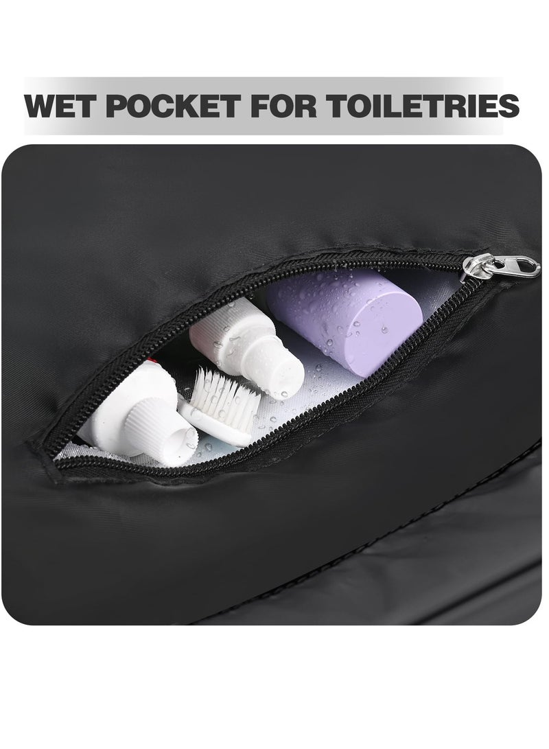 Excefore Drawstring Backpacks, 1PCS Drawstring Bags Cinch Sacks Backpack Pull String Bags, with Wet Pocket Gym Backpack Water Resistant String Bag Cinch Bag for Women Men, Black - Image 2