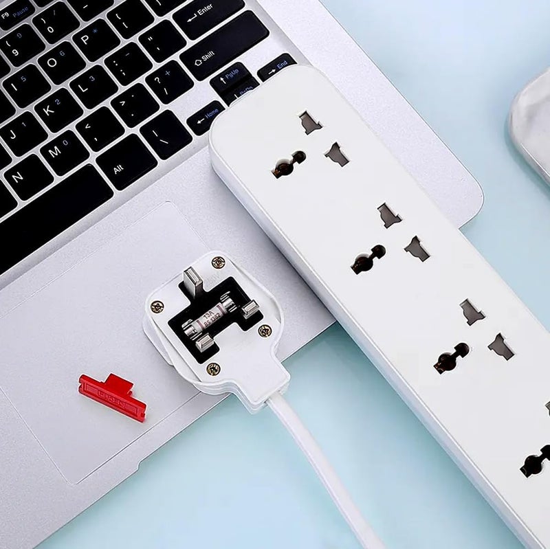 Tafan 13A4 Extension Socket with 10ft Cable, 4 Universal Sockets - Extension Cable with Safety Shutter and LED Indicator - 2500W, UK Plug Extension (White) - Image 5
