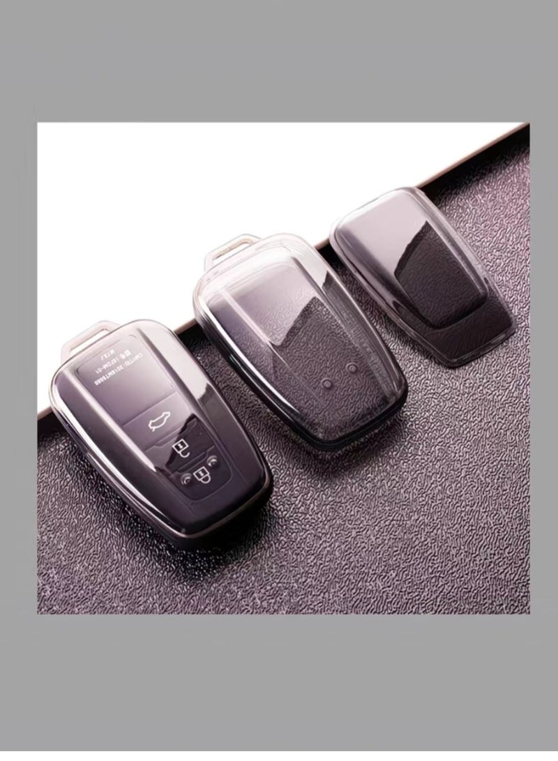 OUYoo غطاء مفتاح سيارة تويوتا الذكي من OUYoo مع سلسلة مفاتيح، غلاف ناعم من TPU، متوافق مع طرازات Highlander 2020–2022، وCorolla، وPrius 2018–2024، وRAV4، وCamry 2018–2023، وC-HR، وAvalon، وGT86، يدعم مفاتيح تويوتا الذكية ذات 2/3/4 أزرار، مزوّد بسلسلة مفاتيح. - Image 3