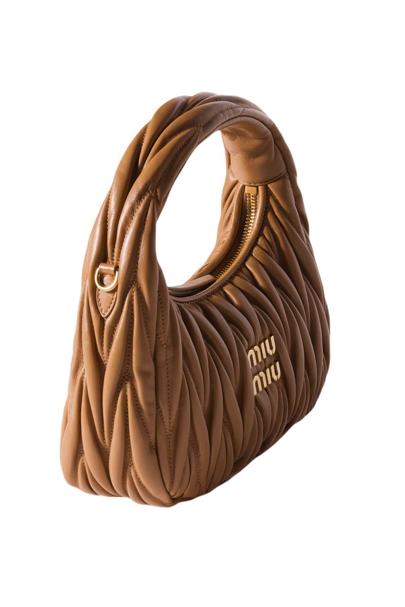 Miu Miu MIU Wander nappa leather hobo Shoulder Bag With Crossbody Strap Zip Closure  - Image 2