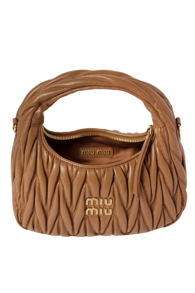 Miu Miu MIU Wander nappa leather hobo Shoulder Bag With Crossbody Strap Zip Closure  - Image 4