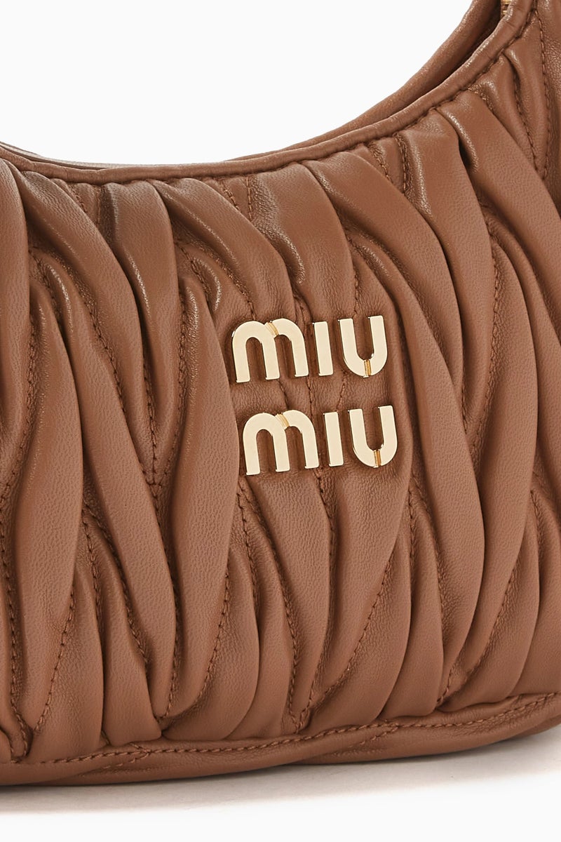 Miu Miu MIU Wander nappa leather hobo Shoulder Bag With Crossbody Strap Zip Closure  - Image 5