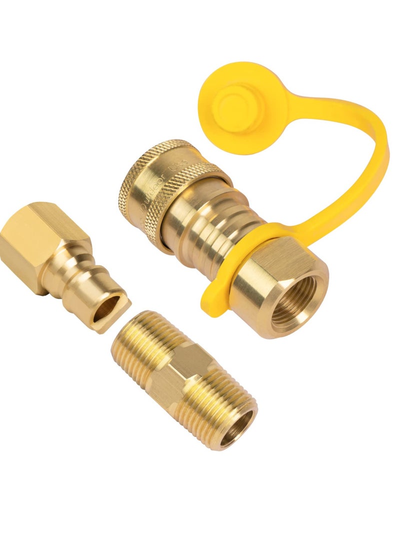 Generic Natural Gas Quick Connect Fittings, 3/8 Inch Natural, and Propane Gas Hose Plug Set, 100% Solid Brass - Image 2