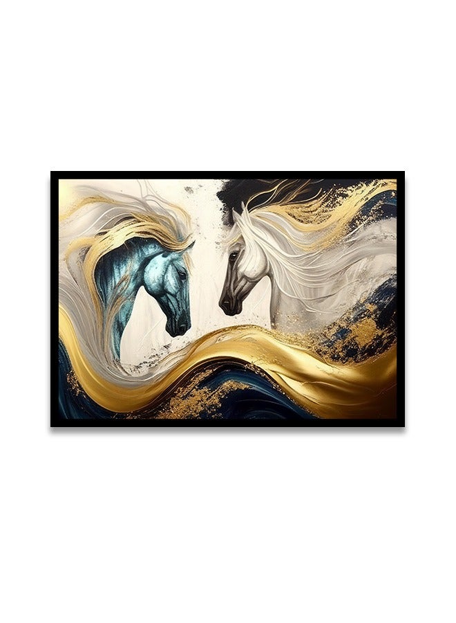 Marktna Canvas Wall Art For Wall Decoration Horses Design With A Hollow Black Frame Size 120x80cm One Piece - Image 2