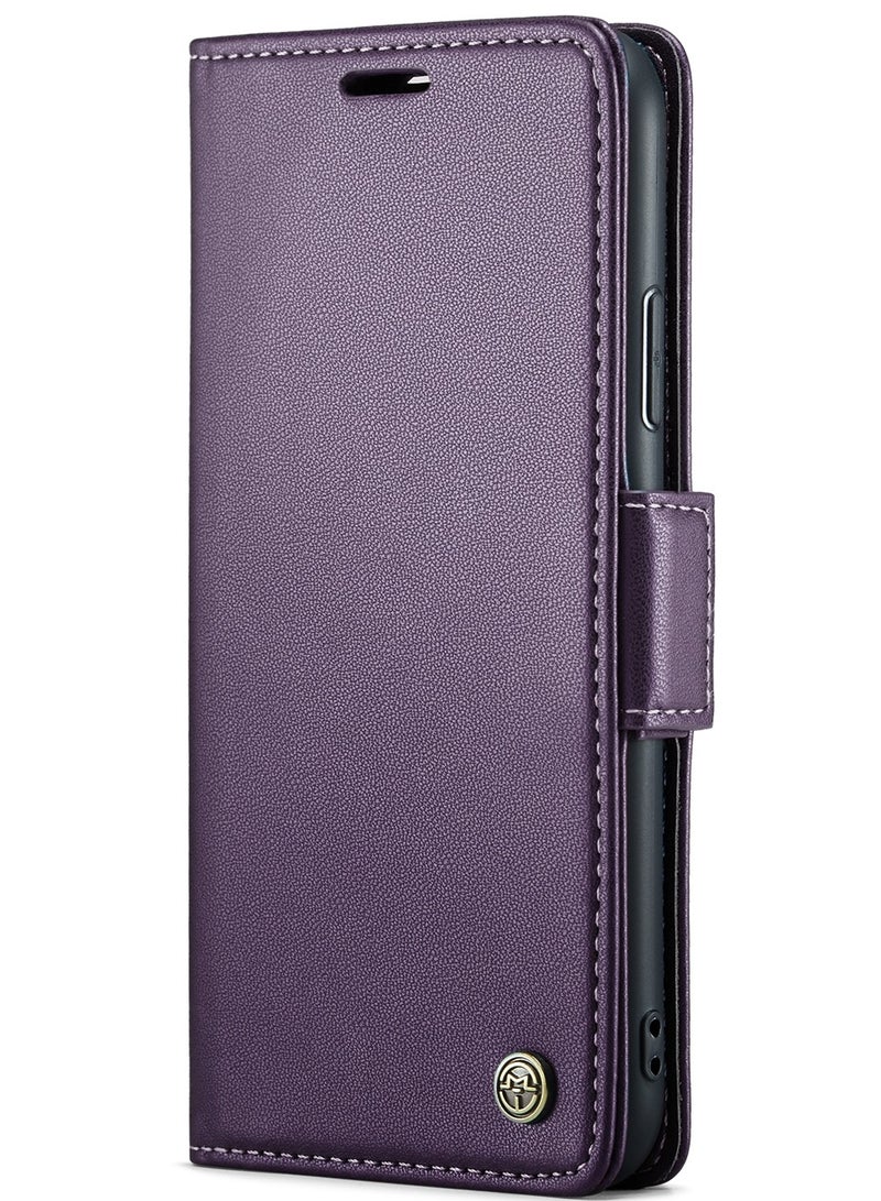 CaseMe Phone Case Luxury PU Leather Design Anti Fingerprint 023 Flip Cover Card Slot Holder Cover For iPhone 11 (Purple) - Image 1