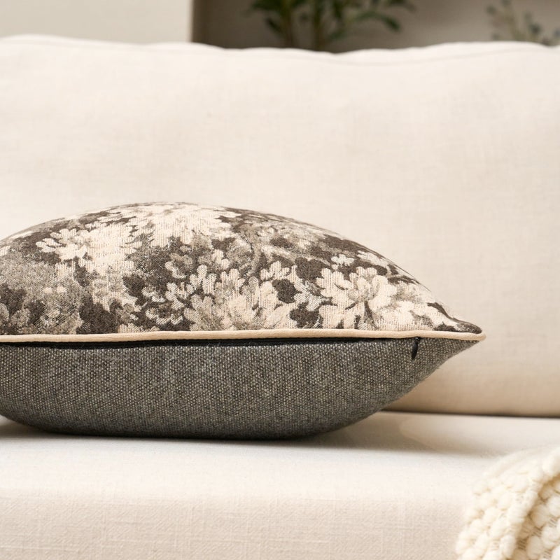 Yangest Neutral Floral Pillow Cover 20 x 20 Inches, Vintage Chenille Square Throw Pillow Cover Soft Decorative Farmhouse Accent Couch Pillow Cover for Living Room Bedroom, Grey - Image 3