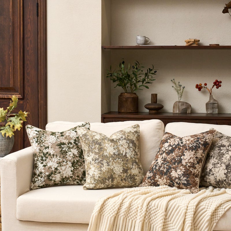 Yangest Neutral Floral Pillow Cover 20 x 20 Inches, Vintage Chenille Square Throw Pillow Cover Soft Decorative Farmhouse Accent Couch Pillow Cover for Living Room Bedroom, Grey - Image 5