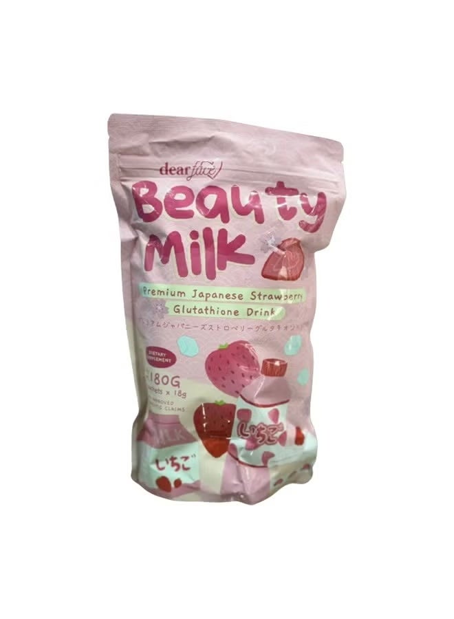 dear face Beauty Milk Japanese Collagen MELON & STRAWBERRY Drink - Image 2