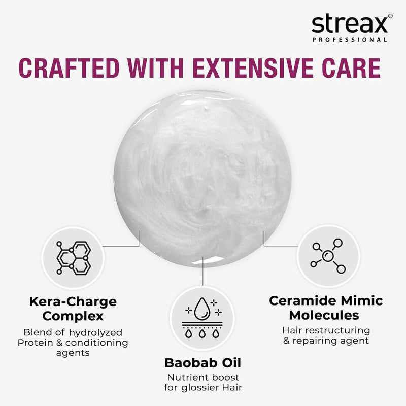 Streax Professional شامبو العناية بعد التمليس من ستريكس بروفيشونال كانفولين للنساء مدعوم بمركب كيراشارج لمكافحة التجاعيد وتقصف الشعر 250 مل - Image 3