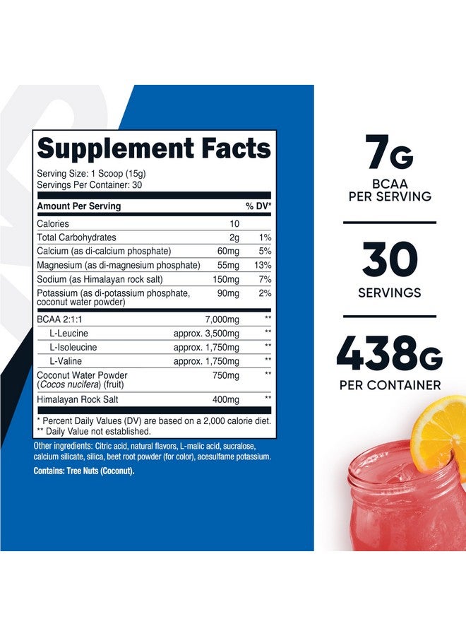 Nutricost BCAA + Hydration Powder (Raspberry Lemonade) 30 Servings - Branched Chain Amino Acids with Hydration Complex - Gluten-Free, Non-GMO - Image 2