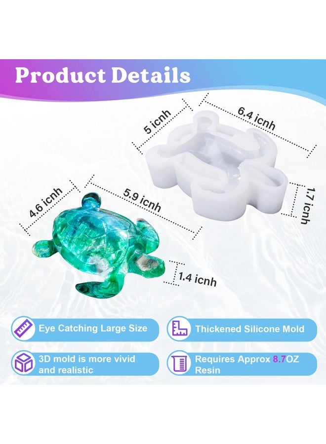 ليتس ريزن قوالب راتنج على شكل سلحفاة من LET'S RESIN، قوالب سيليكون ثلاثية الأبعاد على شكل حيوان لراتنج الإيبوكسي، قوالب سيليكون فنية بحرية كبيرة على شكل سلحفاة بحرية لحرف الراتنج، مصابيح ليلية من الراتنج بموضوع المحيط، ديكور منزلي - Image 3