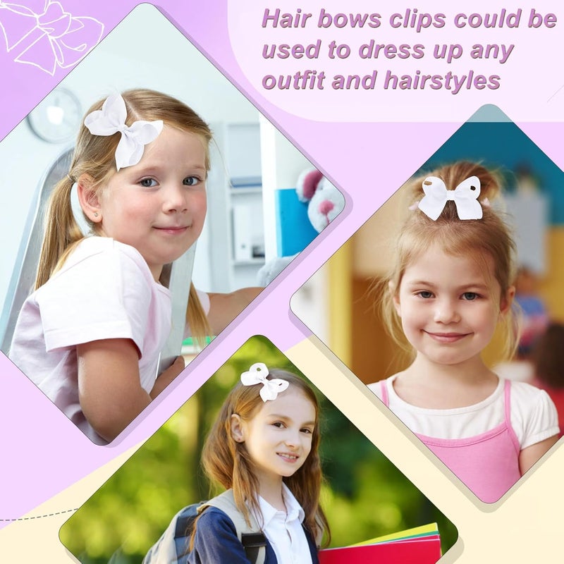Cabaubl 4 Inch Hair Bows20 Pieces Hair Bows for GirlsGrosgrain Ribbon Hair Bow with Alligator ClipsWhite Bows Hair Accessories for Toddlers Baby Girls Kids Teens - Image 5