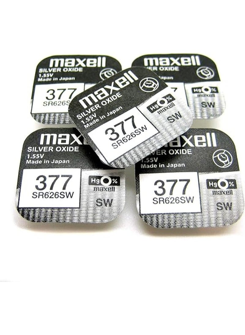 Maxell 5-Pieces Maxell 377 / SR626SW 1.55V Silver Oxide Hg0% Zero Mercury Batteries - Image 3
