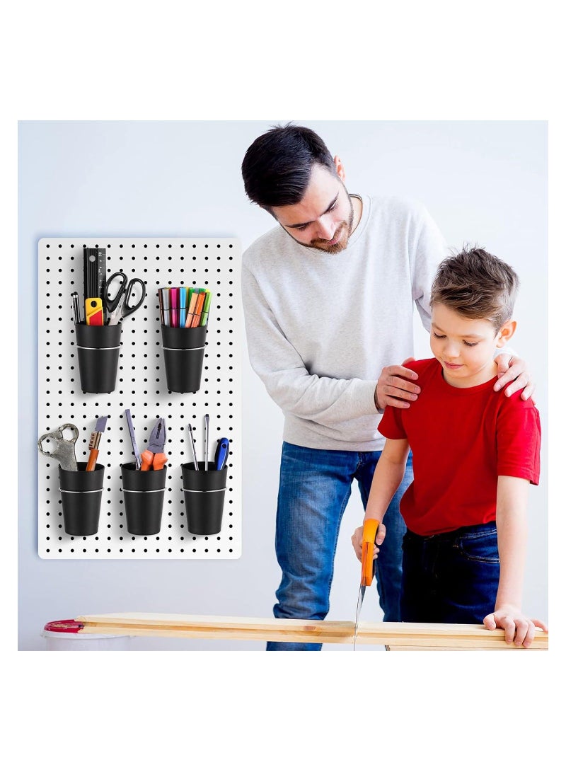 XiuWoo 10 Pack Pegboard Cups with Loops, Peg Board Tools Storage Arrange System Kit, Hooks for Cup Holder Garage Craft Workshop Workbench Hobby Office, Black - Image 3