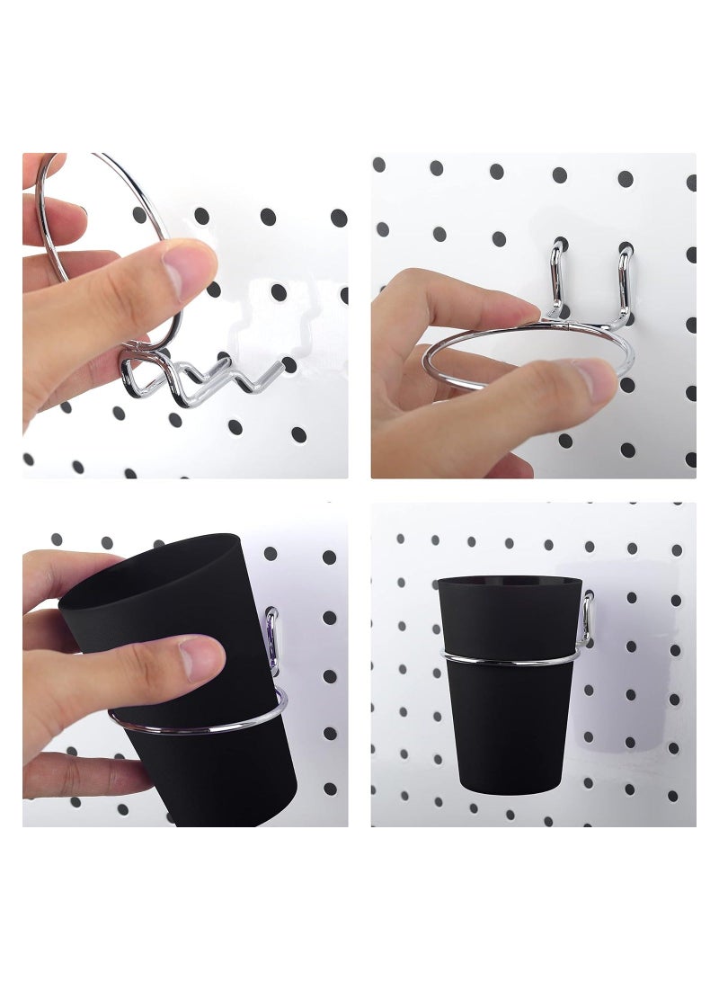 XiuWoo 10 Pack Pegboard Cups with Loops, Peg Board Tools Storage Arrange System Kit, Hooks for Cup Holder Garage Craft Workshop Workbench Hobby Office, Black - Image 2