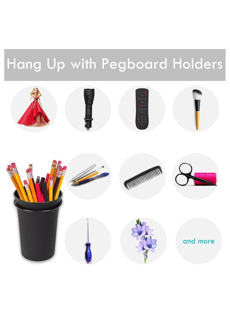 XiuWoo 10 Pack Pegboard Cups with Loops, Peg Board Tools Storage Arrange System Kit, Hooks for Cup Holder Garage Craft Workshop Workbench Hobby Office, Black - Image 4