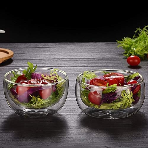 GracesDawn high temperature resistant double layer glass bowl borosilicate heatresistant glass tableware transparent fruit salad bowl 250ml double bowl - Image 3