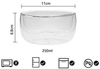 GracesDawn high temperature resistant double layer glass bowl borosilicate heatresistant glass tableware transparent fruit salad bowl 250ml double bowl - Image 2