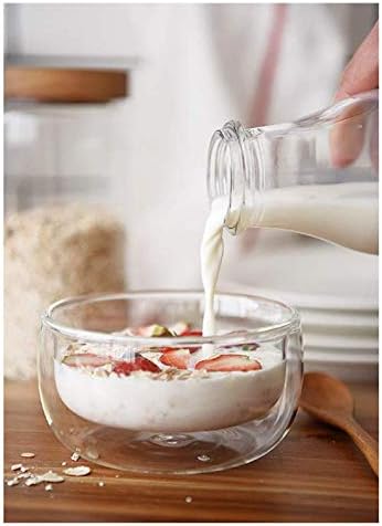 GracesDawn high temperature resistant double layer glass bowl borosilicate heatresistant glass tableware transparent fruit salad bowl 250ml double bowl - Image 4