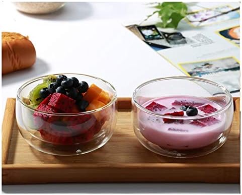GracesDawn high temperature resistant double layer glass bowl borosilicate heatresistant glass tableware transparent fruit salad bowl 250ml double bowl - Image 5
