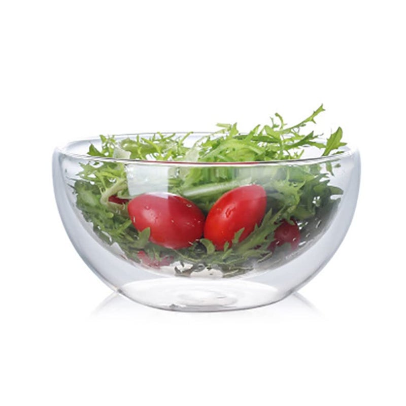GracesDawn high temperature resistant double layer glass bowl borosilicate heatresistant glass tableware transparent fruit salad bowl 250ml double bowl - Image 1