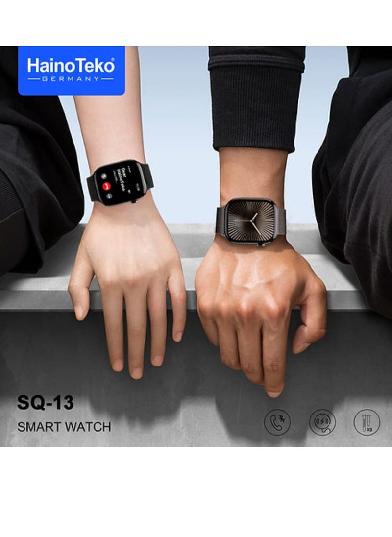 Haino Teko - Smart Watch SQ-13 Series10 Display Screen AMOLED Wireless Charging with 3 Pairs of Straps Black - Image 1