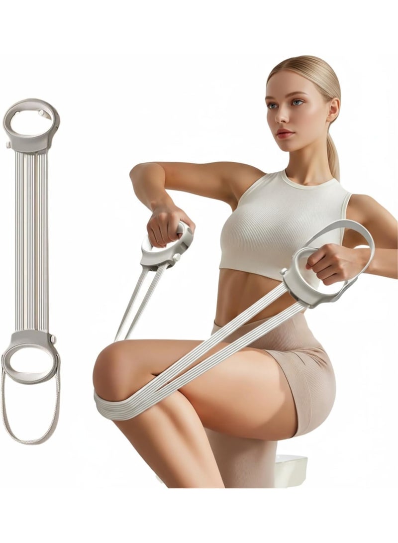 SYOSI Resistance Bands, Natural Latex 6X Stretch Figure 8 Pull Rope with Foot Pedal, Non-Slip Ergonomic Handles, 3-Level Adjustable Elastic Exercise Bands for Home Gym Yoga Pilates Full Body Workout, White - Image 1