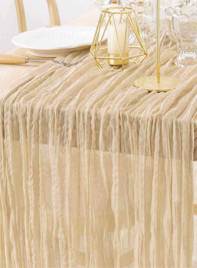 MLMW Champagne Table Runner Cheesecloth Easter Boho Gauze Cheese Cloths 160 inch Rustic Sheer Wedding Table Runner Extra Long 13.3ft for Spring Party Baby Bridal Shower Birthday - Image 5