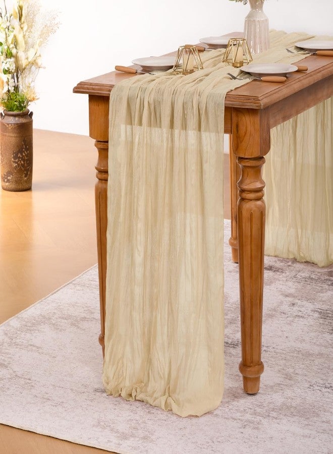 MLMW Champagne Table Runner Cheesecloth Easter Boho Gauze Cheese Cloths 160 inch Rustic Sheer Wedding Table Runner Extra Long 13.3ft for Spring Party Baby Bridal Shower Birthday - Image 3