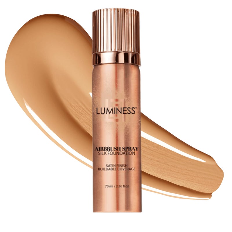 LUMINESS Silk Airbrush Spray Foundation - Full Coverage Foundation - Formula Hydrates & Moisturizes with Hyaluronic Acid, Aloe Vera & Hydrolyzed Silk (Shade - Medium) - Image 1