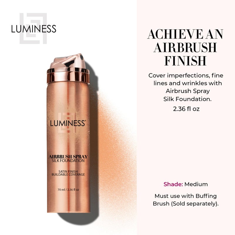 LUMINESS Silk Airbrush Spray Foundation - Full Coverage Foundation - Formula Hydrates & Moisturizes with Hyaluronic Acid, Aloe Vera & Hydrolyzed Silk (Shade - Medium) - Image 2