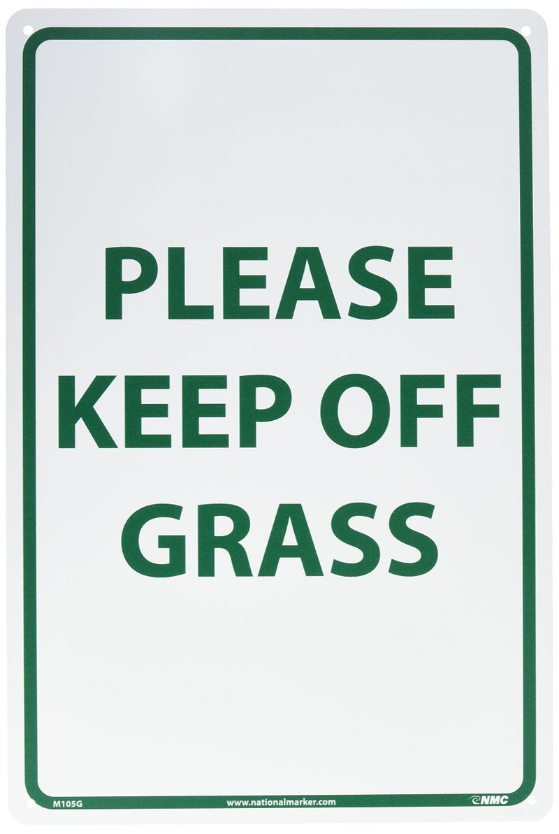 NMC M105G Security Sign, Legend "PLEASE KEEP OFF GRASS", 12" Length x 18" Height, Aluminum 0.040, Green On White, Green on White - Image 5