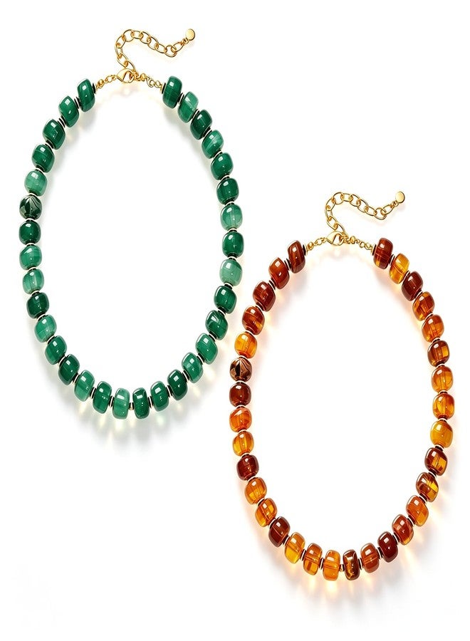 Kysppreu Resin Chunky Beaded Choker Necklace for Women - Image 1