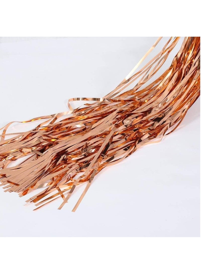 MARKQ Rose Gold Foil Fringe Curtain | 1 x 2-meter Metallic Tinsel Streamers Party Backdrop for Halloween, Baby Shower, Wedding, Eid, Graduation, Birthday Party Decorations [Pack of 2] - Image 5