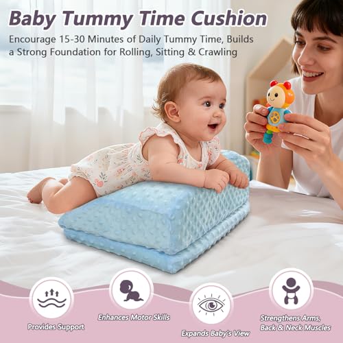 NEAUDE Tummy Time Pillow Colic Gas Baby Relief for Newborns Reflux Infant Tummy Time Prop Shoulder Support Neck Strength Memory Foam Pillow Crawling Aids Baby Feeding Nursing Burp Cushion - Image 3