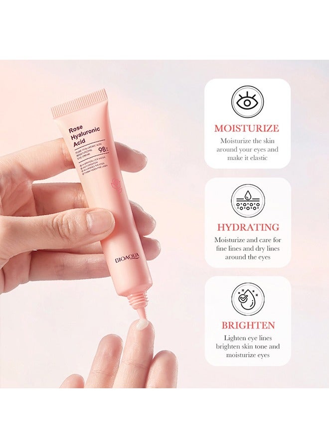 بيو أكوا 98٪ حمض الهيالورونيك روز كريم مرطب للعين - حمض الهيالورونيك يعالج الانتفاخ والهالات السوداء ، ويقلل من أكياس العين ، وينعم التجاعيد ، ويضيء البشرة 20 جم - Image 5