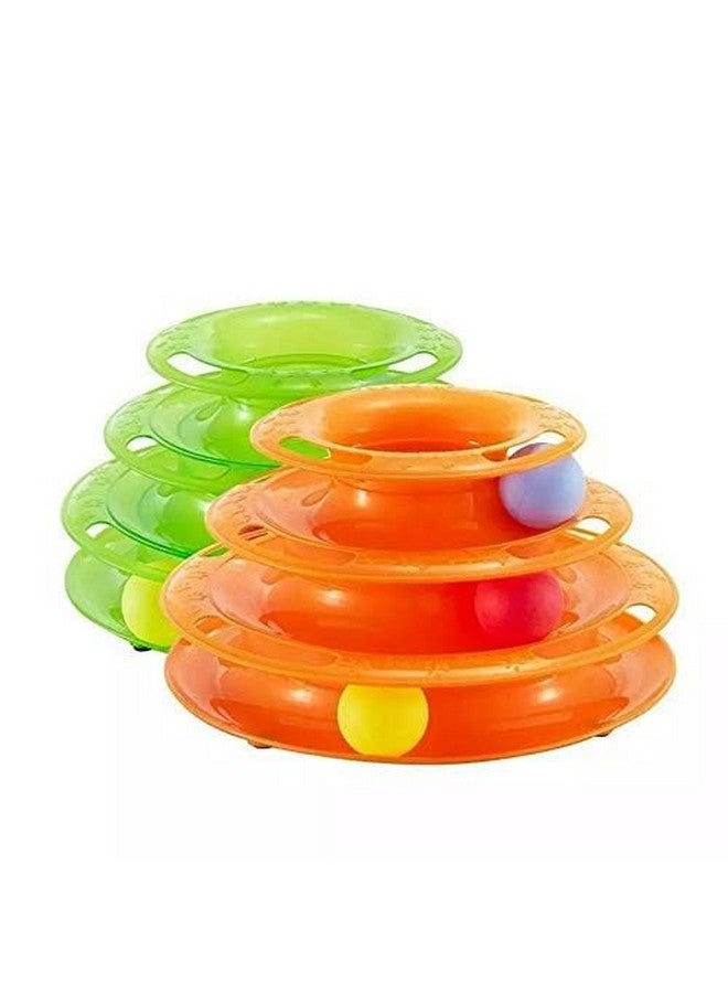 لعبة أسطوانة تفاعلية ثلاثية الطبقات مع كرات ملونة للقطط والقطط الصغيرة | لعبة أسطوانة دوارة مع كرة ملونة للقطط (متعددة الألوان) - Image 2