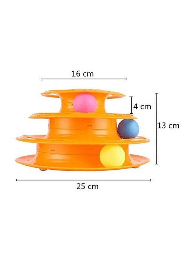 لعبة أسطوانة تفاعلية ثلاثية الطبقات مع كرات ملونة للقطط والقطط الصغيرة | لعبة أسطوانة دوارة مع كرة ملونة للقطط (متعددة الألوان) - Image 4