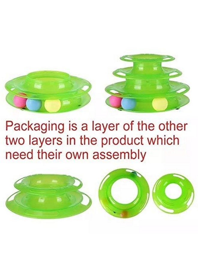 لعبة أسطوانة تفاعلية ثلاثية الطبقات مع كرات ملونة للقطط والقطط الصغيرة | لعبة أسطوانة دوارة مع كرة ملونة للقطط (متعددة الألوان) - Image 5