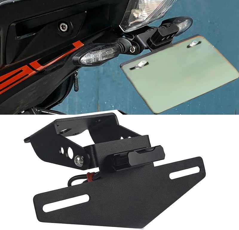 FREAXLL DUKE 125 390 License Plate Bracket Holder with LED Light - Black - Image 1
