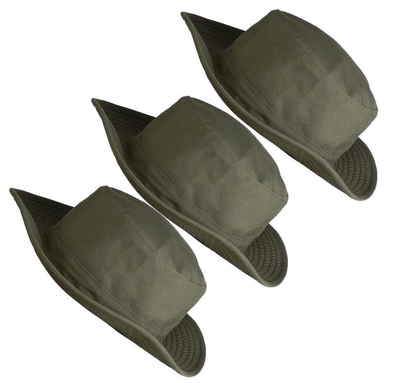 PrimeBox Cotton Classic Packable Beach Outdoor Fishing Bucket Sun Hat for Men Women Adult Boys Teen Round Big Wide Brim Floppy Summer Sun Protection (Olive Green 3pcs Combo) - Image 2