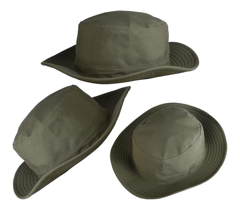 PrimeBox Cotton Classic Packable Beach Outdoor Fishing Bucket Sun Hat for Men Women Adult Boys Teen Round Big Wide Brim Floppy Summer Sun Protection (Olive Green 3pcs Combo) - Image 4